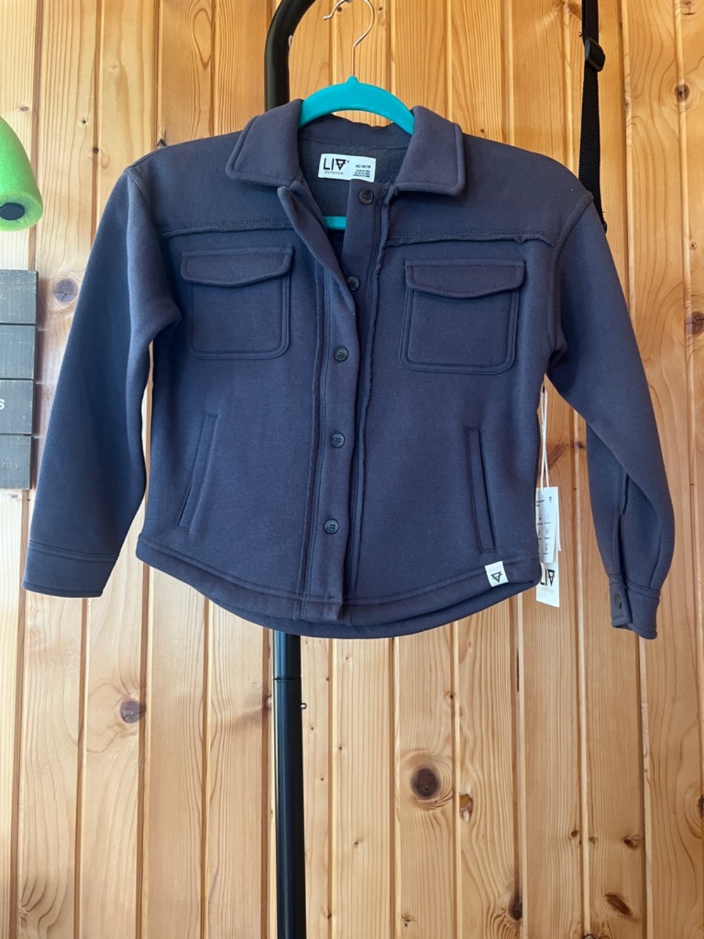 LIV Kids' Button-Front Fleece Jacket in Dark Navy